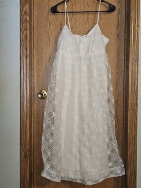 Womens White Lace Spaghetti Strap Dress